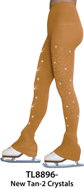 Details about   Mondor 911 Skating Tights with Crystals Footed Caramel Color 